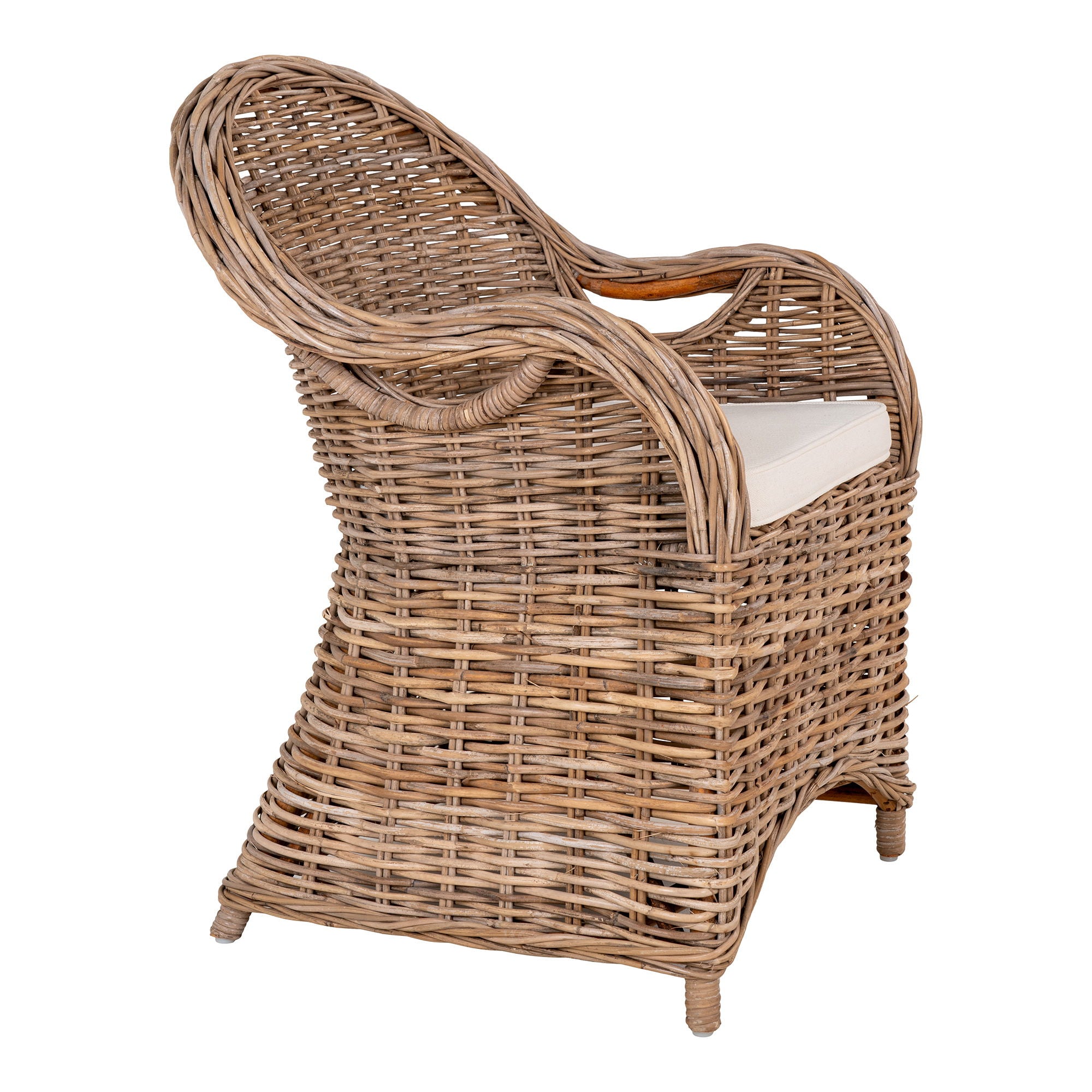 Larisa Outdoorstuhl – Kubu-Rattan, inkl. Kissen, natur/grau